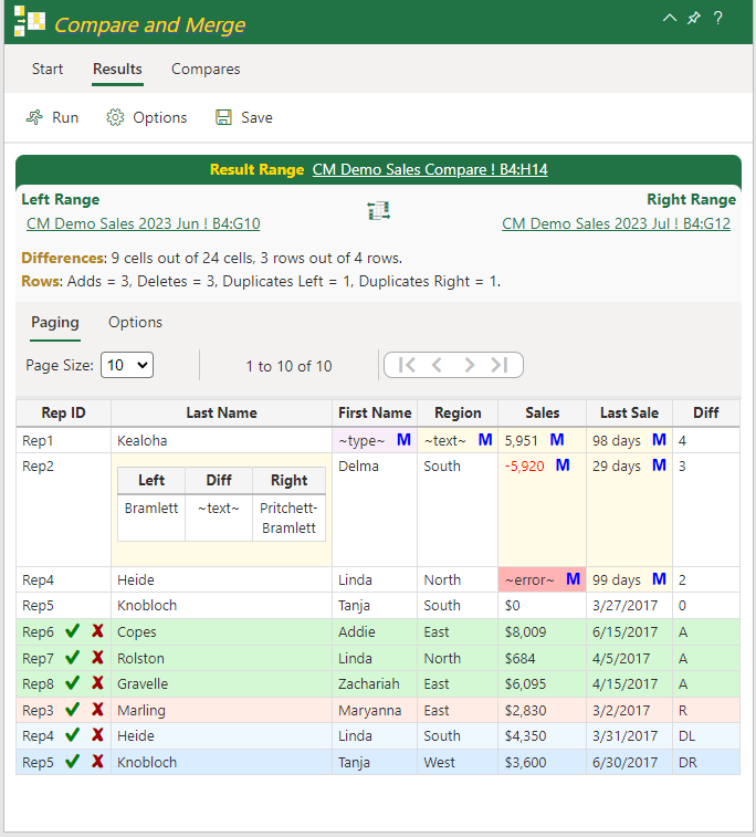 Compare and Merge Results